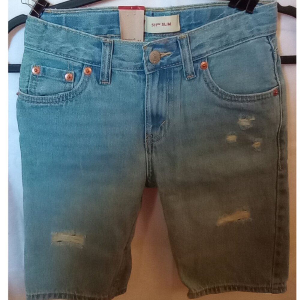 NWT Levi's Youth Denim Adjustable Waist Shorts 511 Slim Youth Size 8 Reg W24"